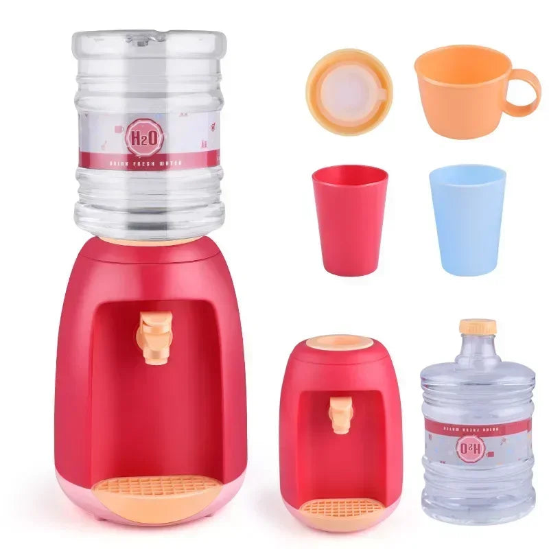 Mini Water Dispenser 1.8L Desktop Beverage Dispenser Plastic Pretend Play Prop Decor – Red