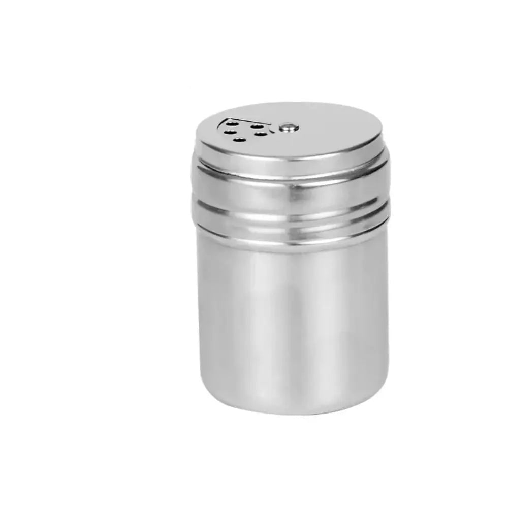 Seasoning Shaker Large Stainless Steel Spice Jar with Rotating Lid - Silver