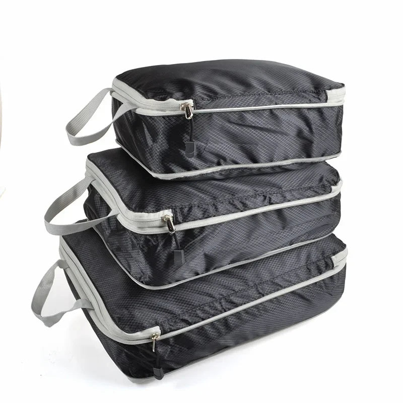 3PCS Set Travel Luggage Organizer Compression Packing Cubes for Carry on Luggage Large Capacity Suitcase Waterproof Storage Bags