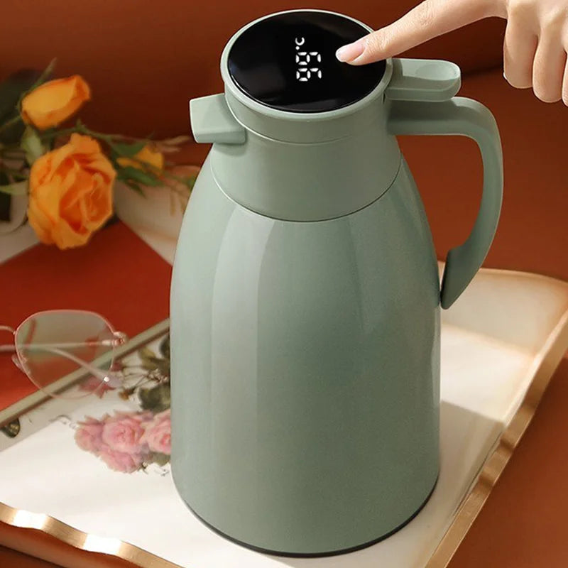 Thermos Jug 2L Digital Temperature Display Insulated Coffee Flask - Green