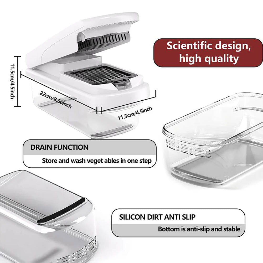 Vegetable Chopper 15 in 1 Multifunction Food Cutter with 8 Interchangeable Blades Container – Black
