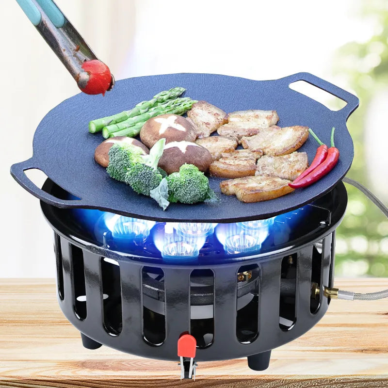Portable Camping Stove with 7-Core Burner Electronic Ignition and Windproof Shield