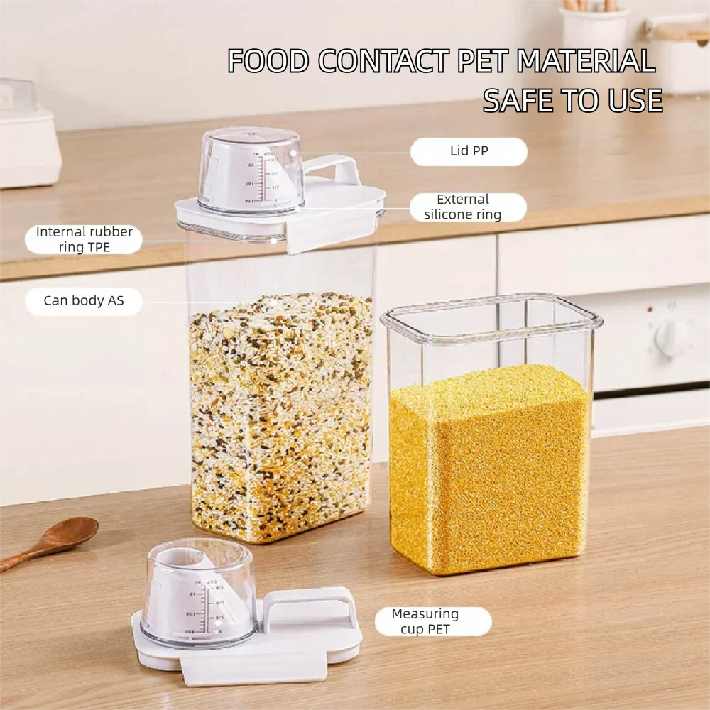 Food Storage Container 1800mL Airtight Kitchen Pantry Grain Jar BPA Free Reusable Canister