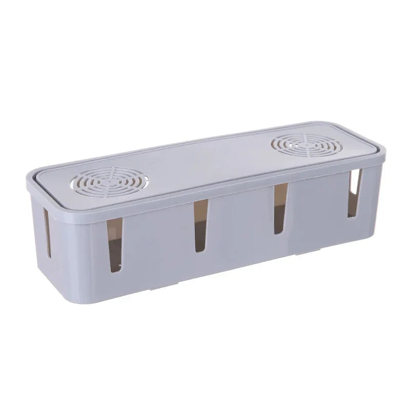 Desktop Cable Organizer Box Power Strip Storage Container – Grey