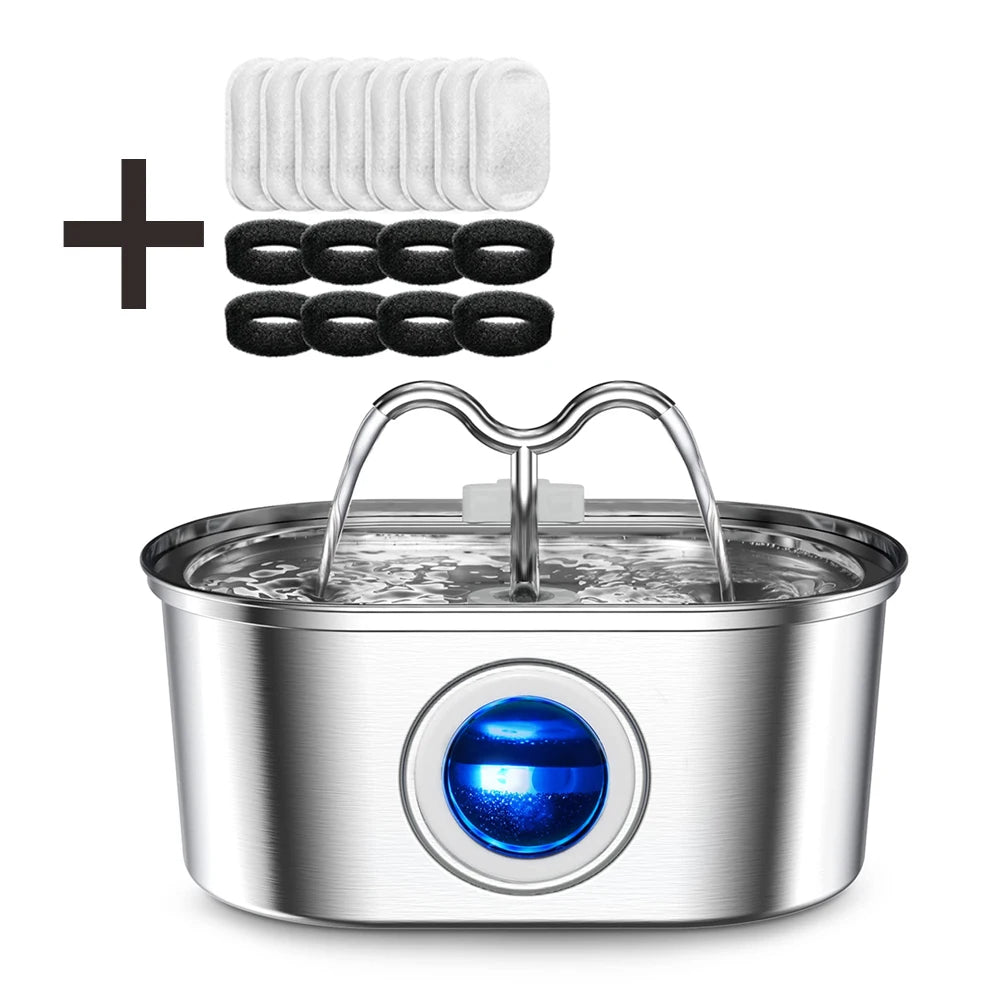 Cat Drinking Fountain 3.2L Stainless Steel Automatic Water Dispenser with Filtered Flow for Daily Hydration