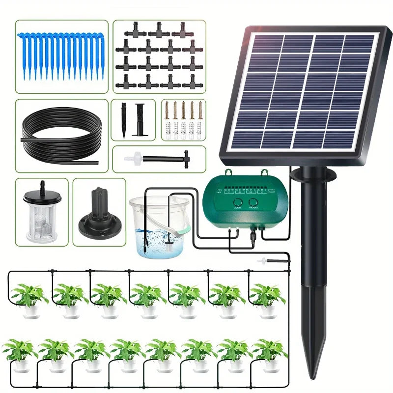 Solar Drip Irrigation System Automatic Watering Kit with Timer - 2W