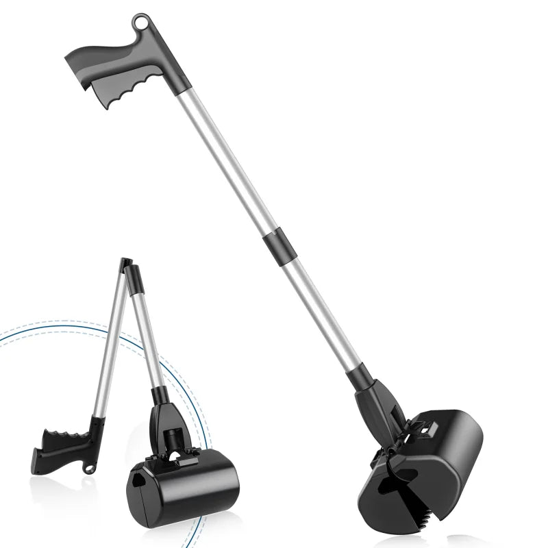 80cm Foldable Dog Pooper Scooper Long Handle Pet Waste Picker Portable Poop Grabber Cleaning Tool