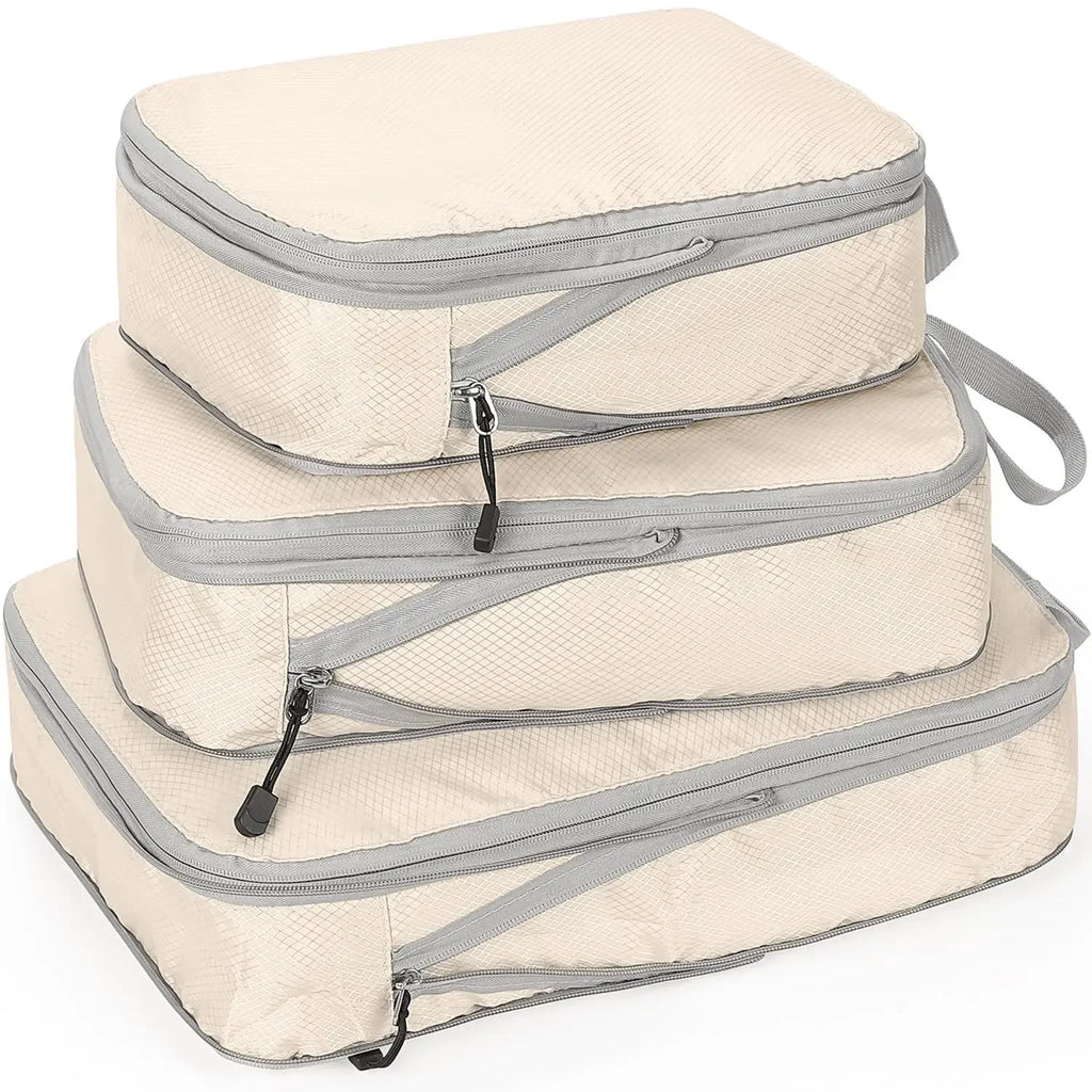 3PCS Set Travel Luggage Organizer Compression Packing Cubes for Carry on Luggage Large Capacity Suitcase Waterproof Storage Bags