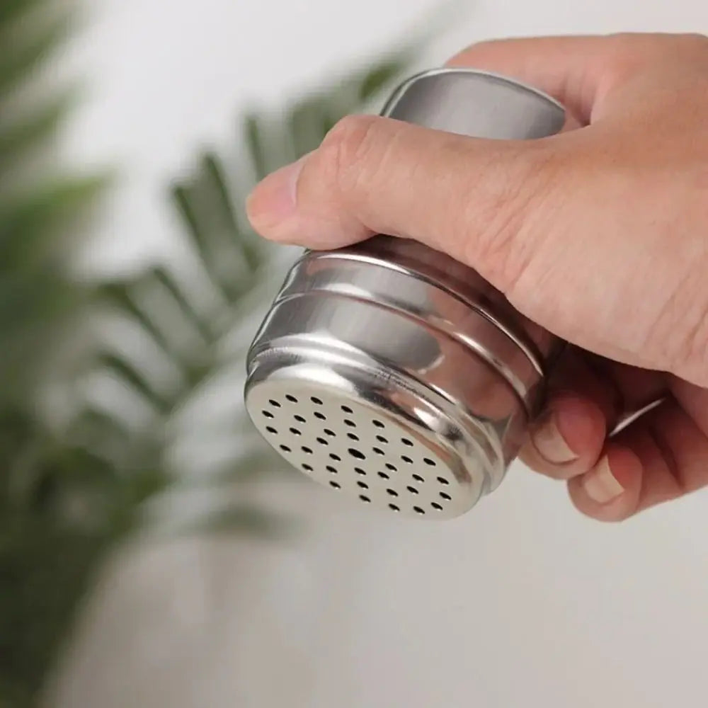Seasoning Shaker Large Stainless Steel Spice Jar with Rotating Lid - Silver