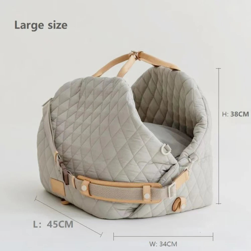 Portable Waterproof Pet Travel House Carrier Nylon Foldable Handbag - Brown