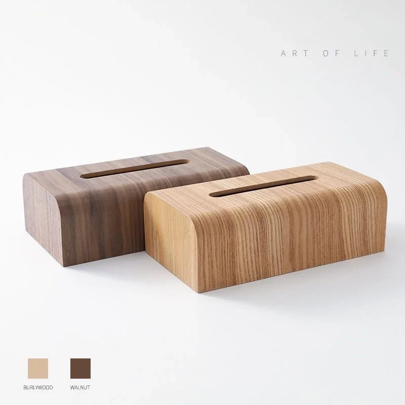 Tissue Box Walnut Wood Desktop Holder Classic Home Decor Storage Case