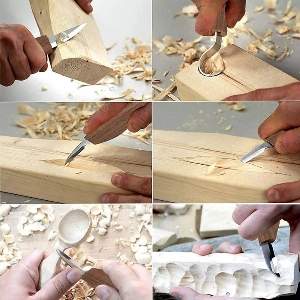 8pcs Wood Carving Kit Hand Carving Knife Set with Needle File and Spoon Carving Tools for Beginners