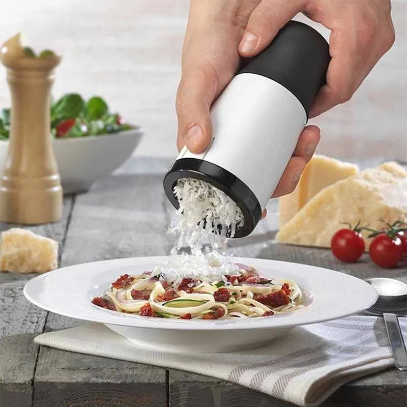 Stainless Steel Cheese Grater Grinder with 2 Interchangeable Grating Plates – Black