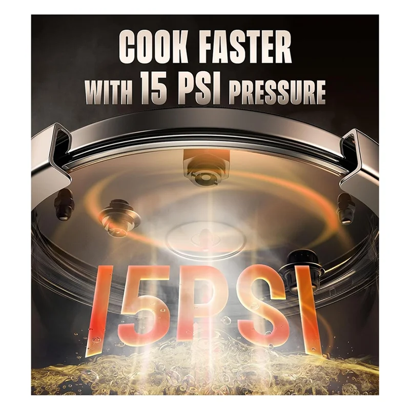 Pressure Cooker 5L Stainless Steel Rotational Lock Quick Cooking Pot – Black