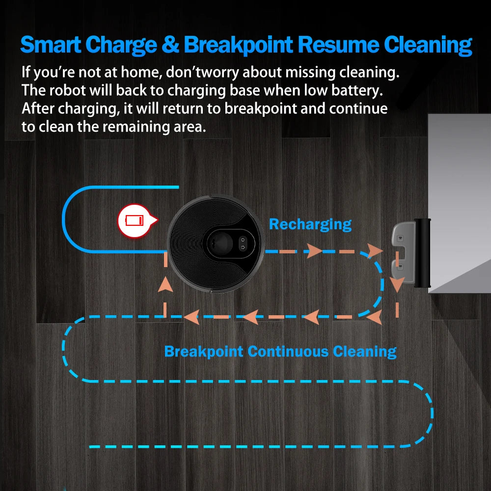 Robot Vacuum Cleaner 6000Pa Smart Mapping Vacuum Mop with App Control – Black