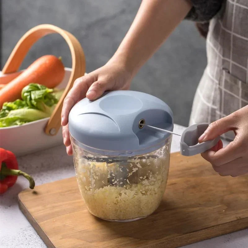 Manual Food Chopper 500mL Hand Pull Garlic Vegetable Onion Meat Mincer with Stainless Steel Blades – Pink