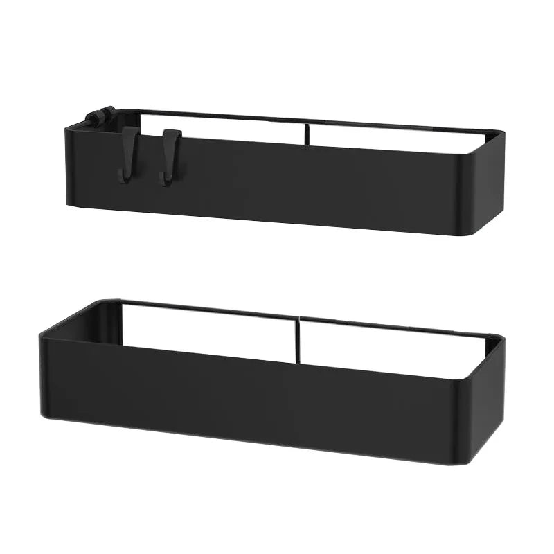 Large Adhesive Shower Caddy 2 Pack Wall Mounted Metal Bathroom Storage Shelves – Black