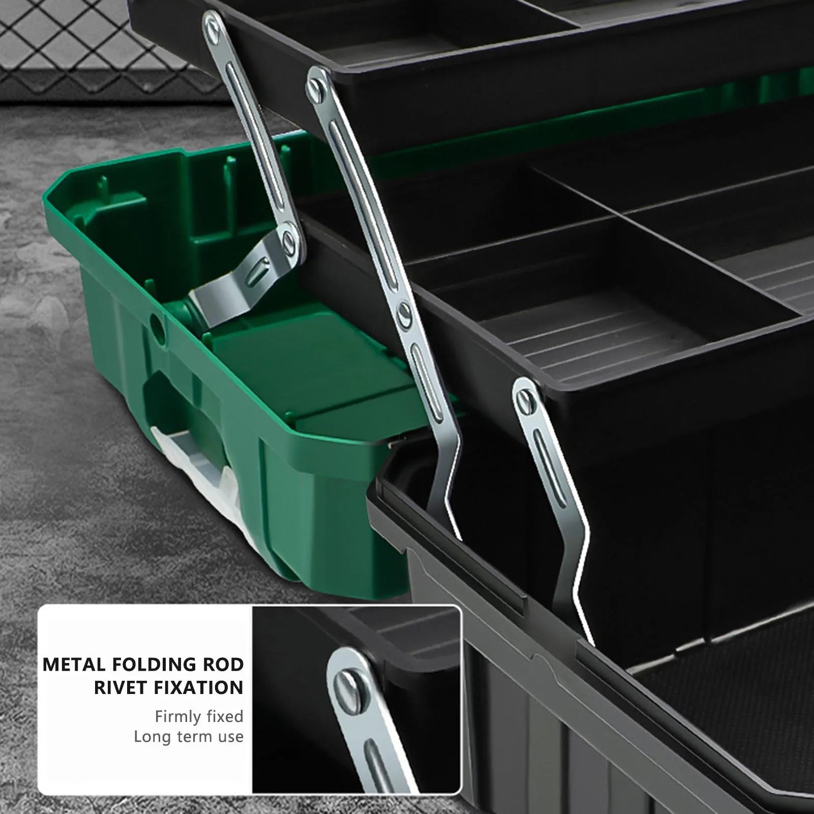 Portable Heavy Duty Triple Folding Tool Storage Case 42 cm Plastic Organizer Toolbox