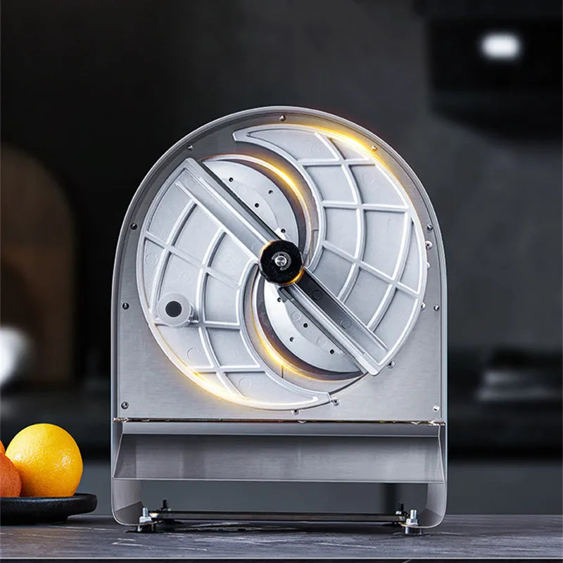 Electric & Manual Vegetable Slicer 220V Stainless Steel Multi-Blade Food Cutter - Gray