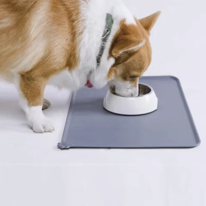 Pet Meal Mat Silicone Waterproof Anti Slip Feeding Bowl Placemat for Dogs - Blue
