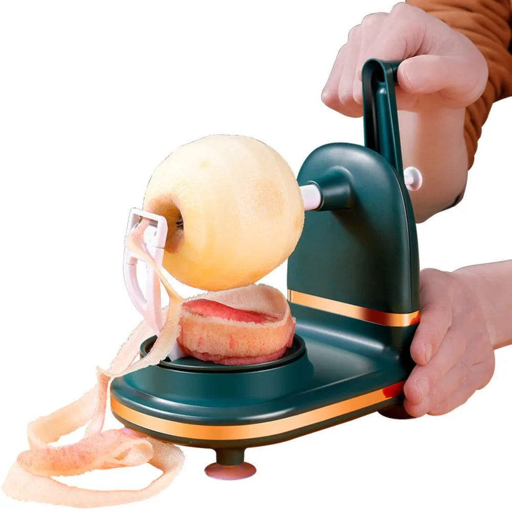 Manual Hand Crank Fruit Peeler with Suction Base Stainless Steel Rotating Peeling Machine – Dark Green
