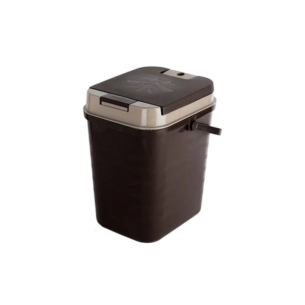 10L Tea Residue Waste Bucket Leak-Proof Kitchen Compost Bin with Removable Inner Container – Brown