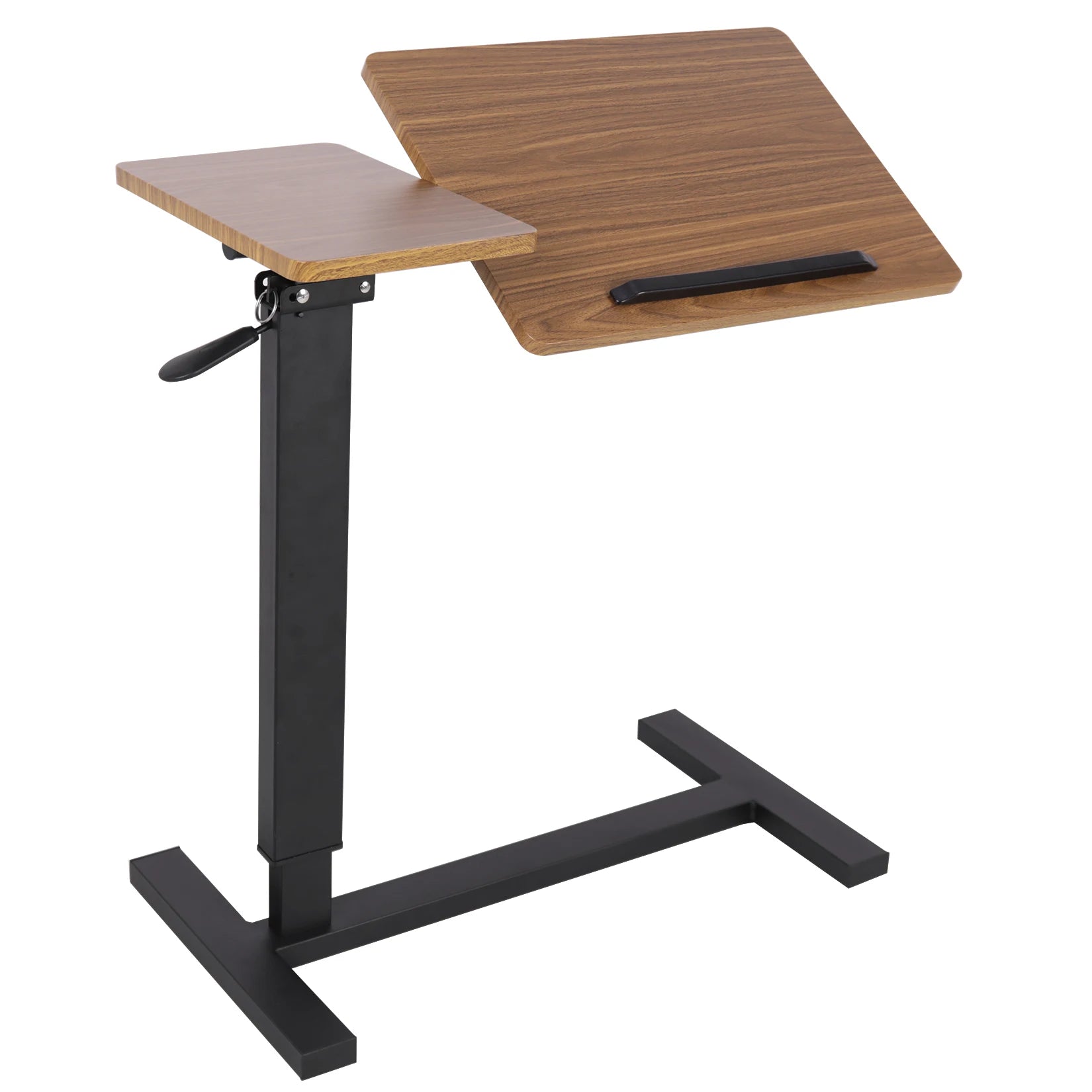 Height Adjustable Overbed Table with Rolling Wheels Mobile Laptop Desk Bedside Workstation – Brown