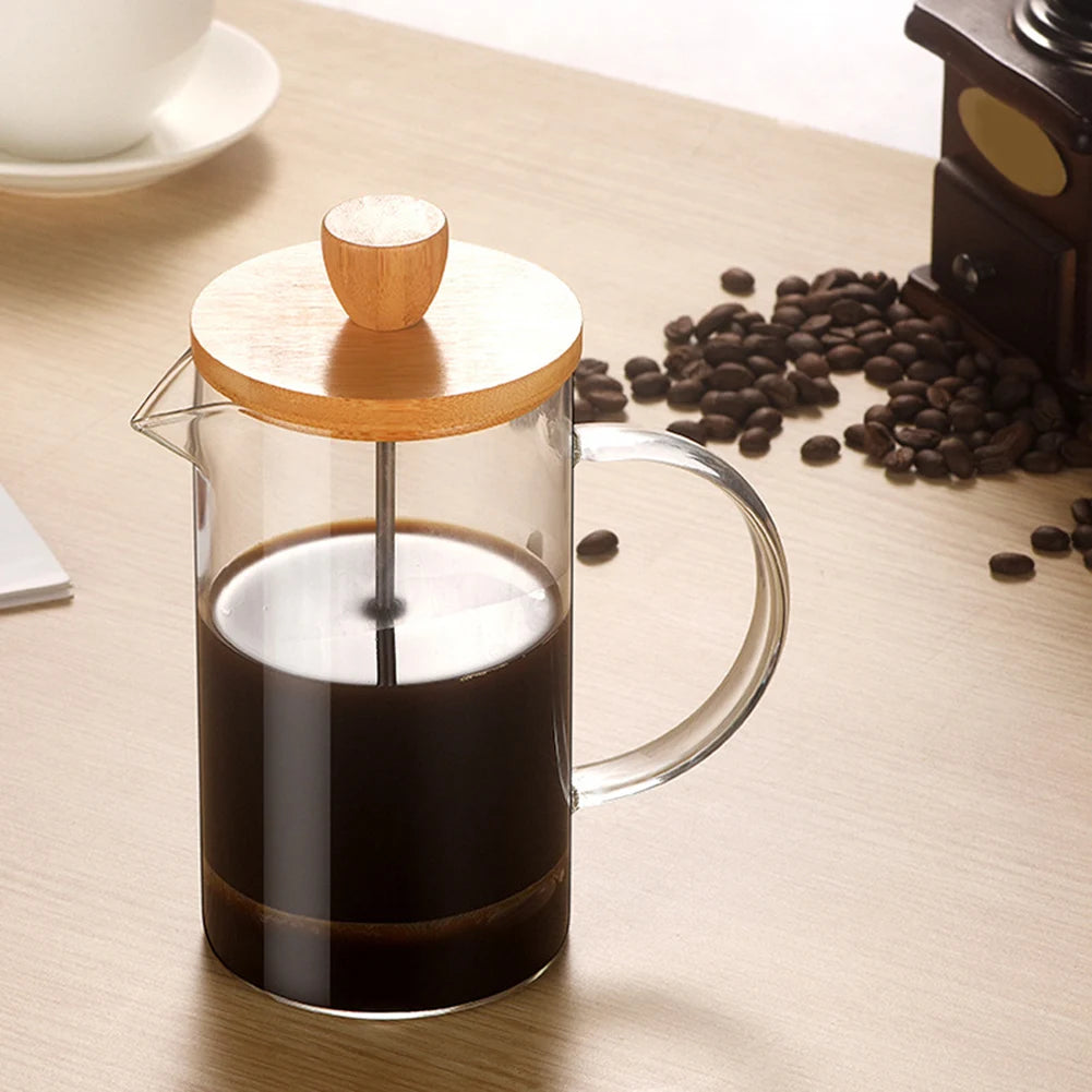 French Press Coffee Maker 1000ml Borosilicate Glass Coffee and Tea Press with Bamboo Lid