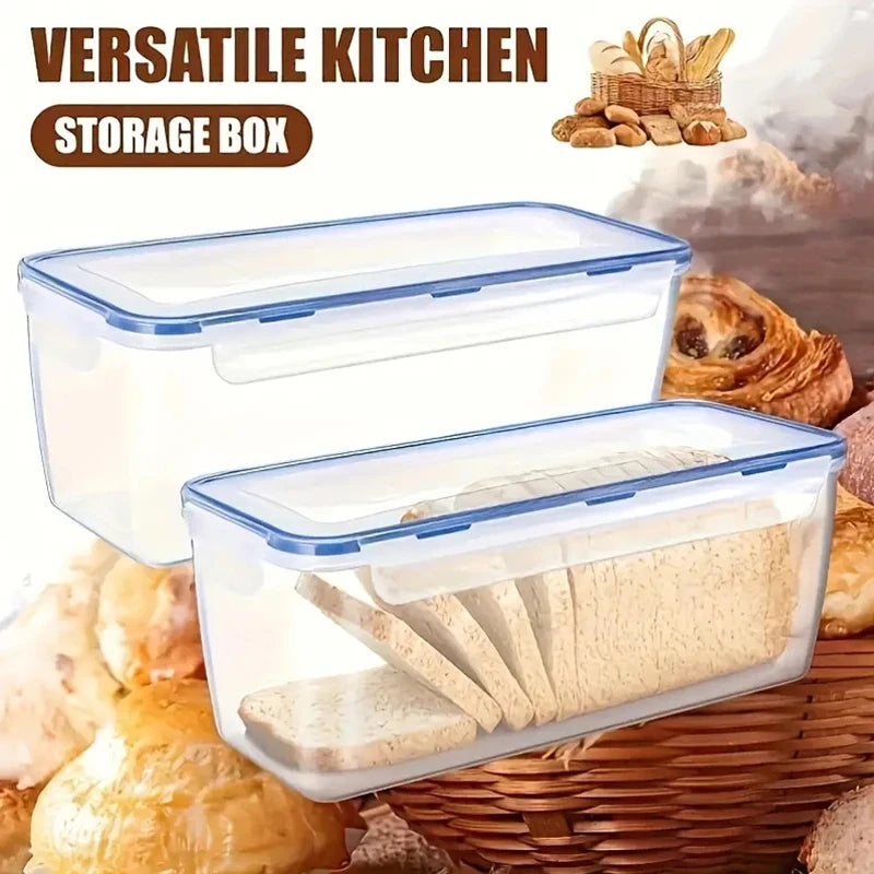 Medium Plastic Bread Loaf Storage Container Airtight Bread Box with Lid
