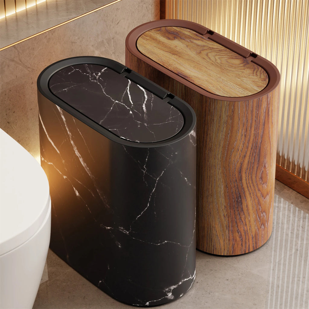 Rubbish Bin with Rolling Lid 29 × 29.5 × 16 cm PVC Bathroom Waste Bin - White