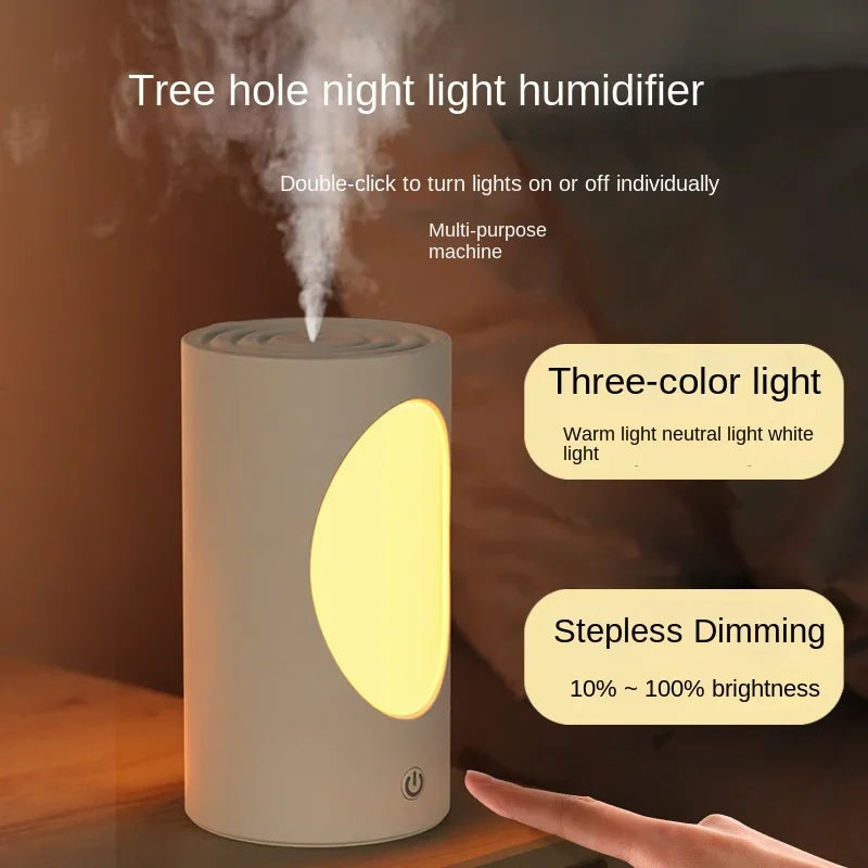 Rechargeable Humidifier 600 mL Portable Aroma Diffuser with LED Light - White