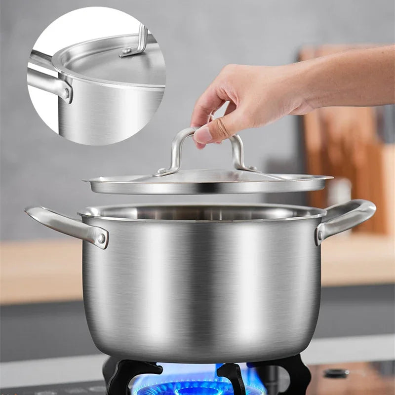 Soup Pot 24cm 316 Stainless Steel Deep Stock Cooking Pot with Lid