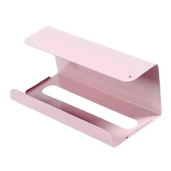 Under Cabinet Paper Towel Holder No Drill Hanging Iron Kitchen Tissue Roll Rack – Pink