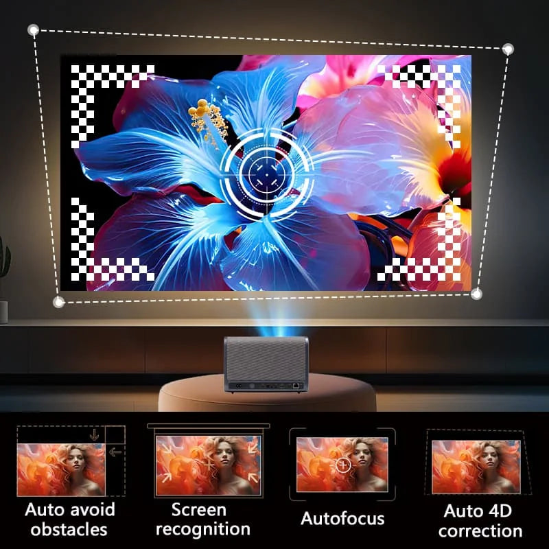Smart Projector Native 1080P 4K Supported Android 11 WiFi 6 Bluetooth AU Plug – Grey