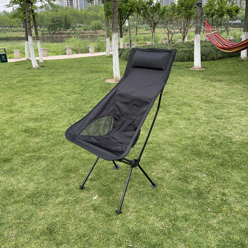 Camping Folding Chair Portable Ultralight Aluminum Outdoor Seat Oxford Cloth - Red