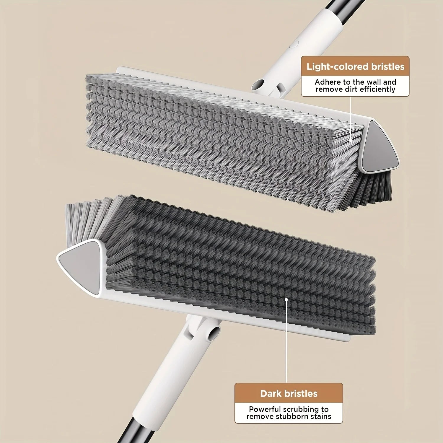 Floor Brush 133cm Long Handle Bristle Scrubber with 180° Rotating Head for Bathroom Kitchen