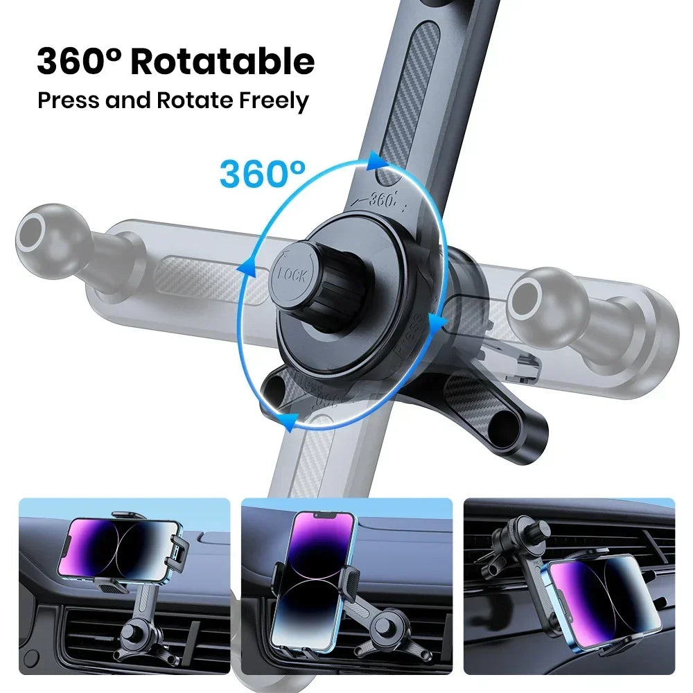 Phone Holder 360° Rotating Air Vent Mount Adjustable One Hand Release Universal