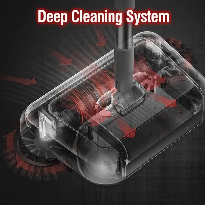 Hand Push Sweeper 360° Rotating Floor Cleaner with Adjustable Handle Manual Cleaning Tool - Blue
