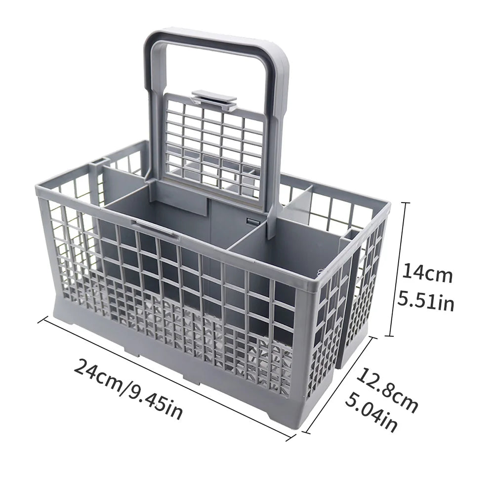 Universal Dishwasher Cutlery Basket Replacement Dish Rack Utensil Holder with Removable Handle – Grey