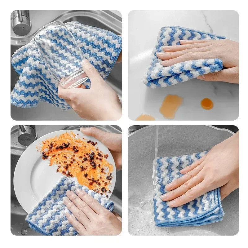 Microfiber Coral Fleece Cleaning Cloths 20x20cm Super Absorbent - Random Color 50 Pcs