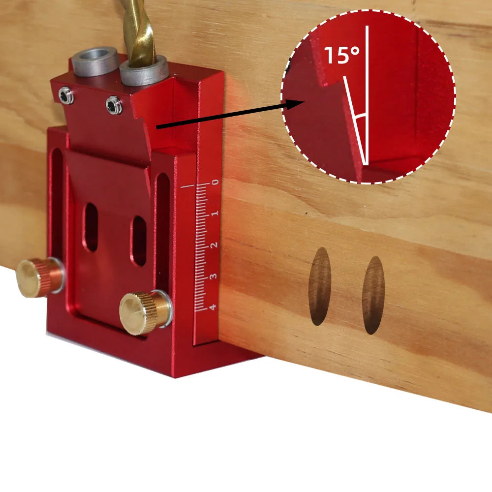 Pocket Hole Jig Kit with Drill Guide Step Drill Bit Screws and Wooden Plugs for Woodworking Red