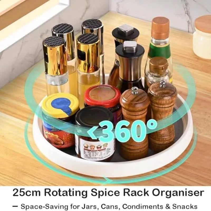 360° Rotating Spice Rack Turntable Pantry Organizer Storage Tray for Kitchen Cabinets and Countertops – Small