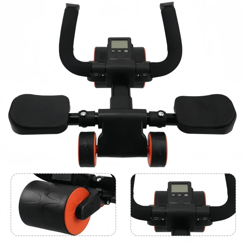 Adjustable Ab Roller Four Wheel Rebound Core Trainer Plank Support Fitness Equipment - Orange