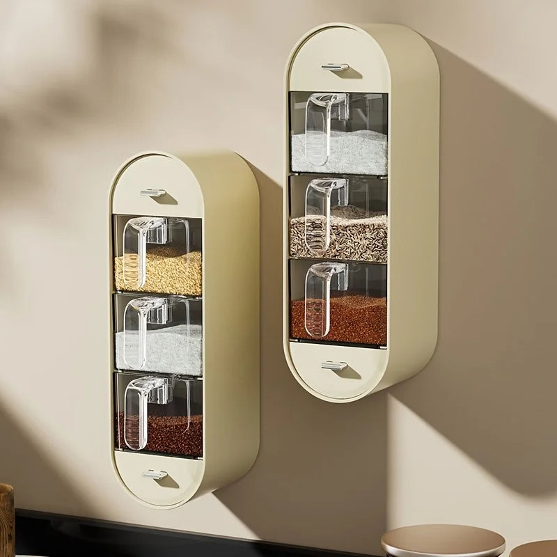 Seasoning Box 5 Compartment Wall Mounted Spice Container Pull Out Storage Rack – White