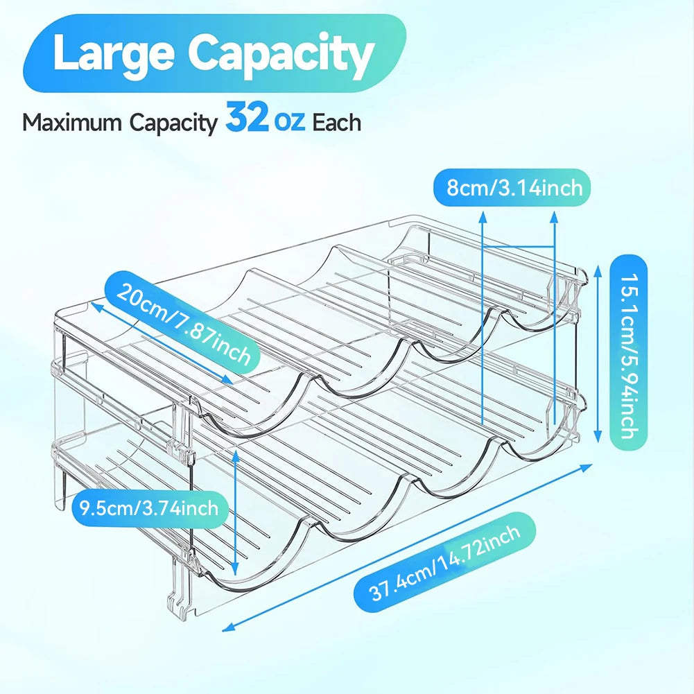 Water Bottle Rack 2 Tier Stackable PET Storage Holder