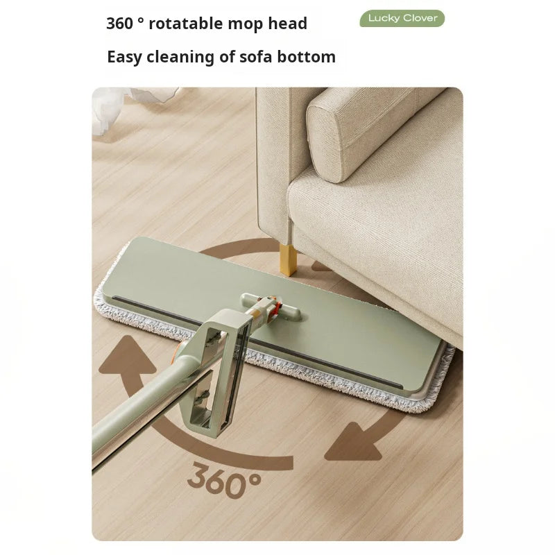 Flat Mop Hand Wash Free Microfiber Floor Cleaner Rotating Wet Dry Cleaning Tool 36cm 1 Cloth