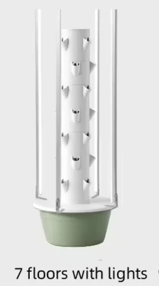 Hydroponic Tower 7 Layer Vertical Planting System with LED Grow Light