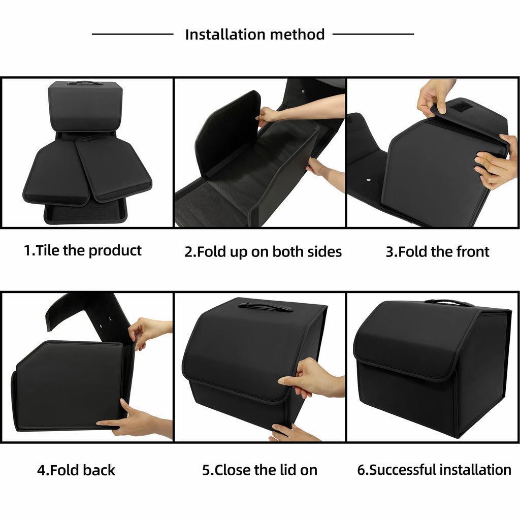 Car Trunk Organizer PU Leather Foldable Storage Bag Auto Boot Box - Small