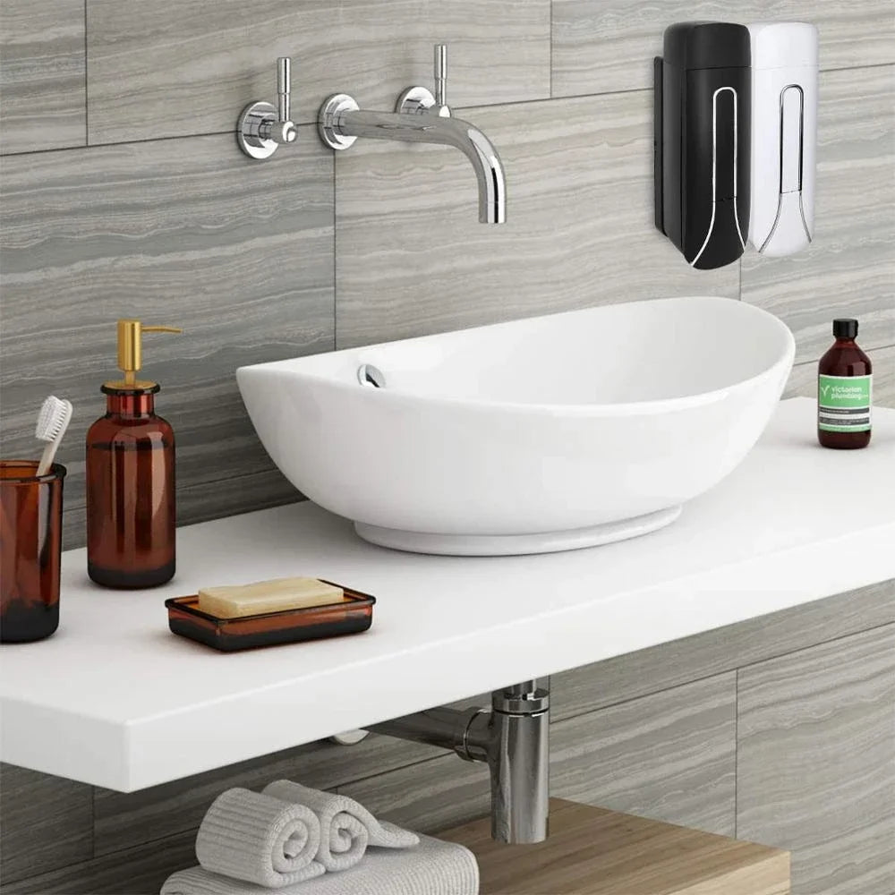 Soap Dispenser 350mL Wall Mounted Manual Liquid Soap Pump Bathroom Kitchen Holder – Black