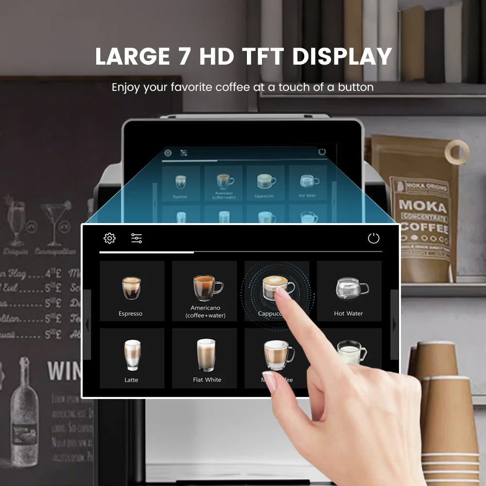 Automatic Espresso Coffee Machine 21 Beverage Touch Screen Grinder Milk Frother AU Plug – Black